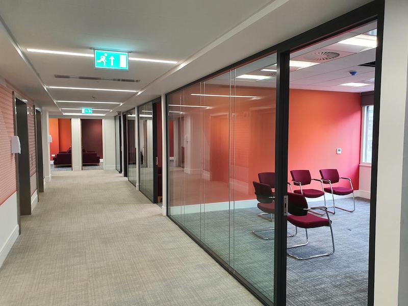 Modern office with glass partitions
